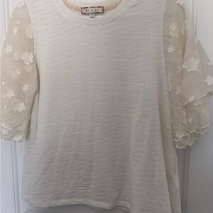 Anthropologie Cream Boxy Blouse with 3/4 Sleeves